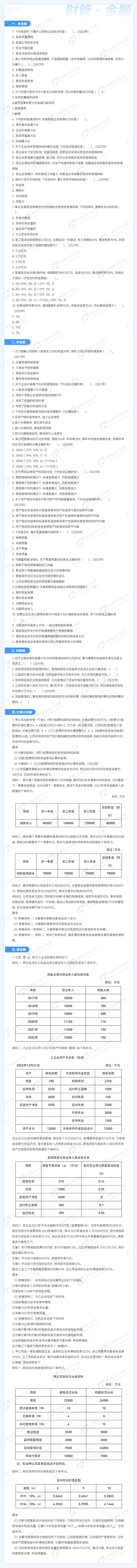 中级财务管理金题