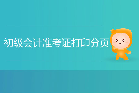 初级会计准考证打印几页？分页可以吗？