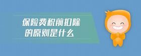 保险费税前扣除的原则是什么