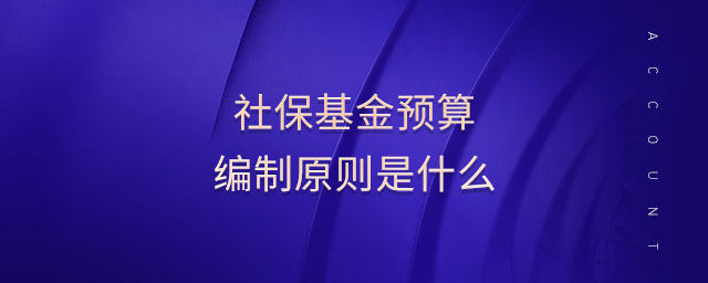 社保基金预算编制原则是什么