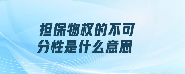 担保物权的不可分性是什么意思