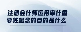 注册会计师运用审计重要性概念的目的是什么