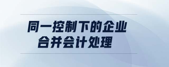 同一控制下的企业合并会计处理