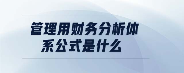 管理用财务分析体系公式是什么