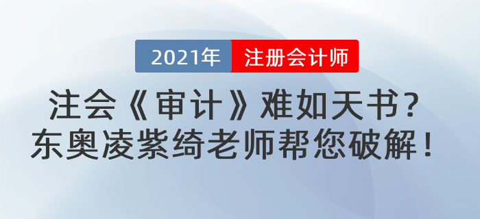 注会《审计》难如天书？东奥凌紫绮老师帮您破解！