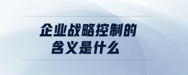 企业战略控制的含义是什么