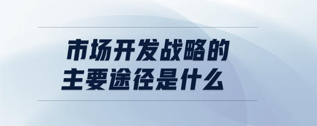市场开发战略的主要途径是什么 市场开发战略的主要途径是什么