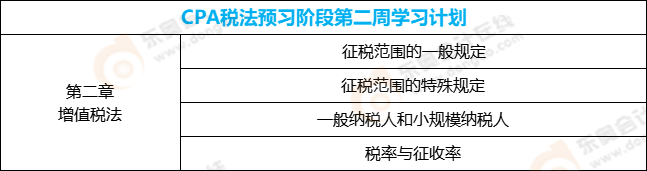 CPA税法预习阶段第二周学习计划