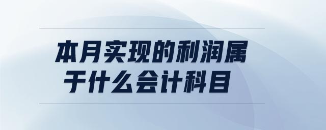 本月实现的利润属于什么会计科目