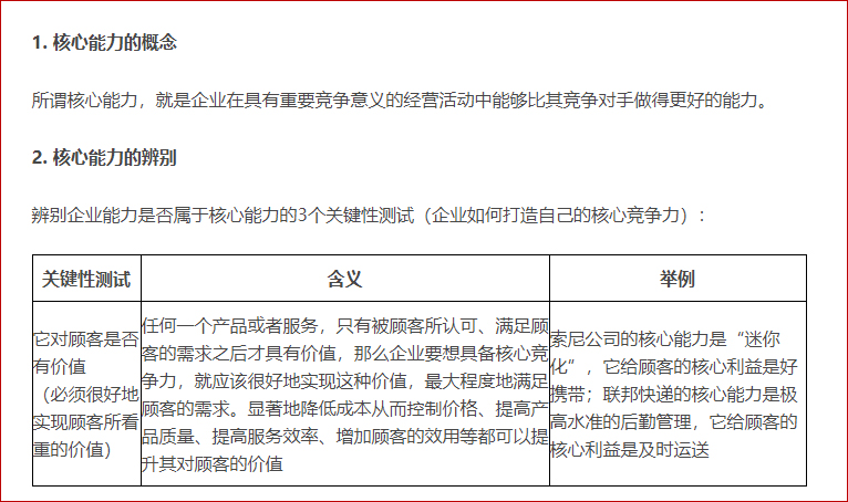企业的核心能力