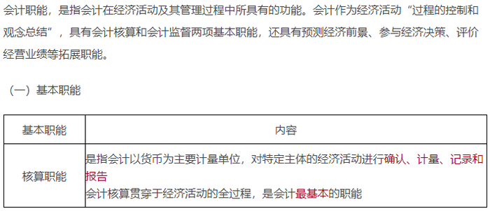 初级会计知识点——会计职能