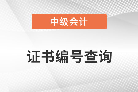 中级会计资格证证书编号查询？