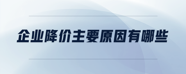 企业降价主要原因有哪些