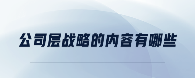 公司层战略的内容有哪些