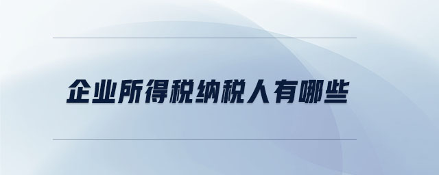 企业所得税纳税人有哪些