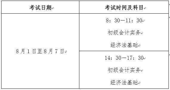 2022年初级会计考试时间