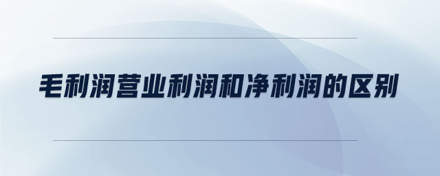 毛利润营业利润和净利润的区别