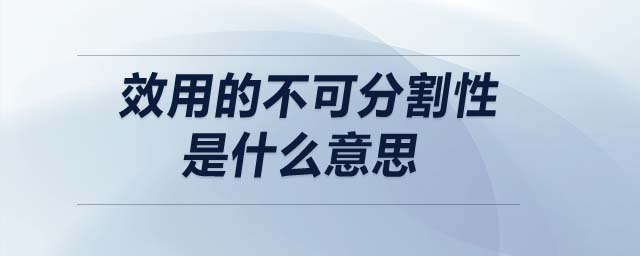 效用的不可分割性是什么意思 效用的不可分割性是什么意思