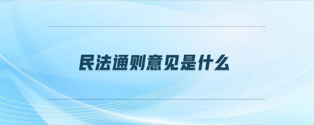 民法通则意见是什么