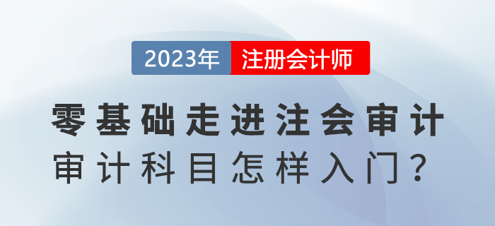 零基础走进注会审计！《审计》科目怎样入门？