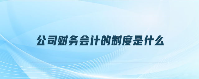 公司财务会计的制度是什么