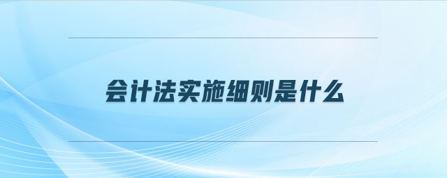 会计法实施细则是什么