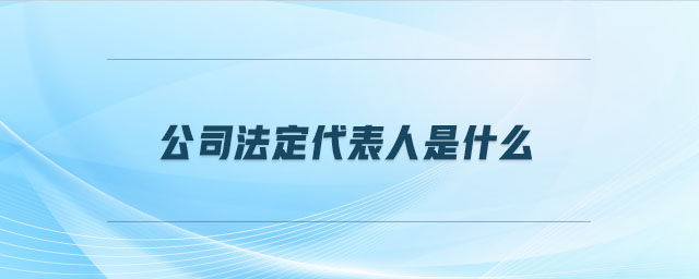 公司法定代表人是什么