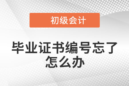 2023年初级会计职称报名，毕业证书编号忘了怎么办？