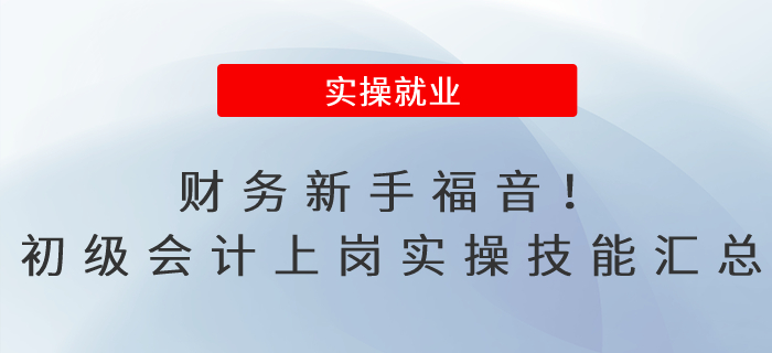 财务新手福音！初级会计上岗实操技能汇总