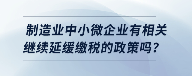 制造业中小微企业有相关继续延缓缴税的政策吗?