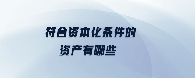 符合资本化条件的资产有哪些