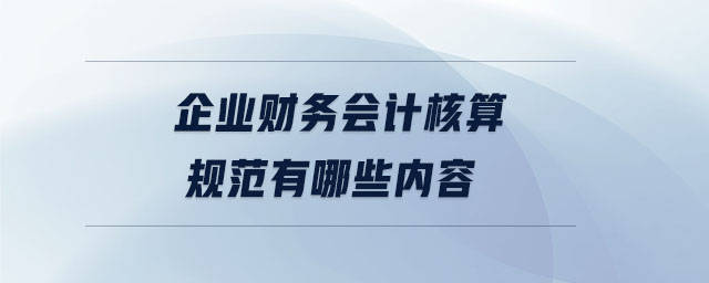 企业财务会计核算规范有哪些内容