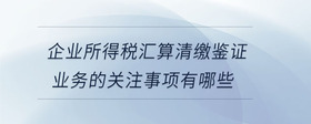 企业所得税汇算清缴鉴证业务的关注事项有哪些