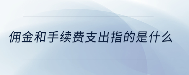 佣金和手续费支出指的是什么？