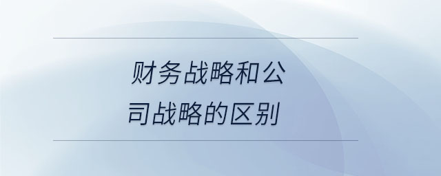 财务战略和公司战略的区别