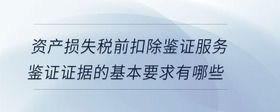 资产损失税前扣除鉴证服务鉴证证据的基本要求有哪些