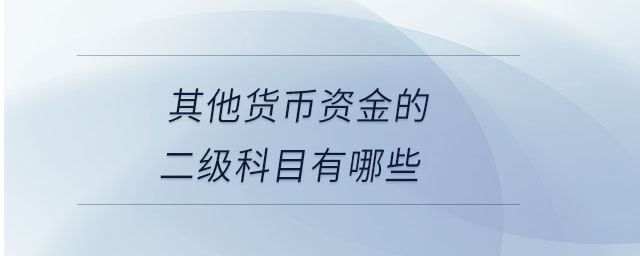 其他货币资金的二级科目有哪些