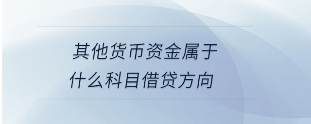 其他货币资金属于什么科目借贷方向