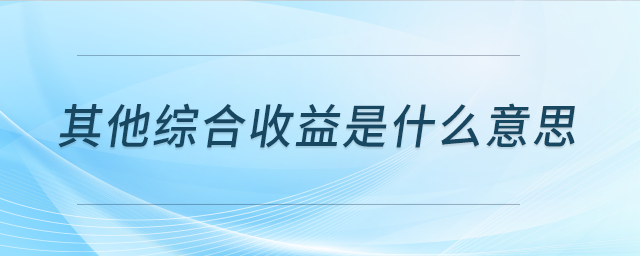 其他综合收益是什么意思