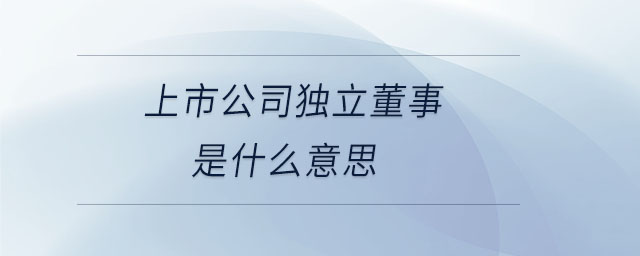 上市公司独立董事是什么意思