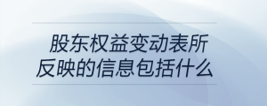 股东权益变动表所反映的信息包括什么