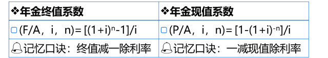 年金现值系数和年金终值系数
