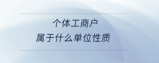 个体工商户属于什么单位性质