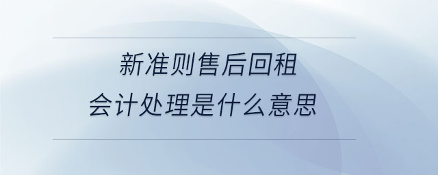 新准则售后回租会计处理是什么意思