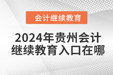 2024年贵州东奥会计继续教育入口在哪？