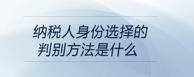 纳税人身份选择的判别方法是什么