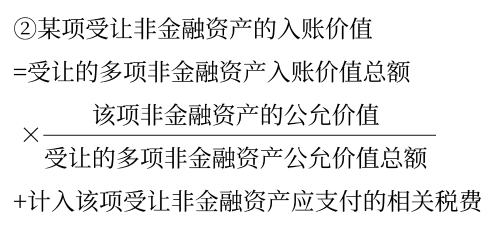 受让非金融资产入账价值的确定