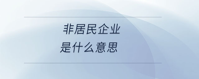 非居民企业是什么意思