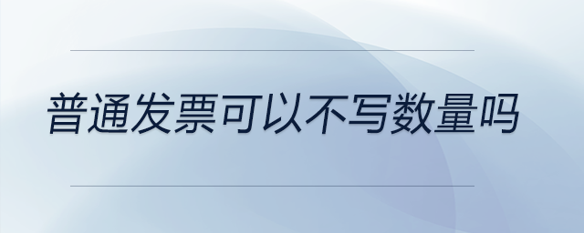 普通发票可以不写数量吗