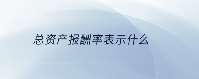 总资产报酬率表示什么